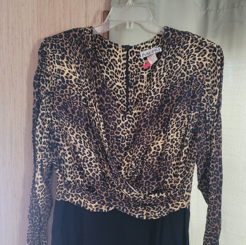 Jumpsuit, black with animal print,